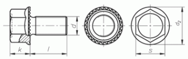 Hexagon head screw(s) M 8 x 20mm, class 8.8 DIN 6921 galZn, flange & locking tooth